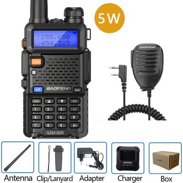 (5WUV-5R-M) Walkie Talkie UV Dual Band Ham Two Way Radio Vhf Uhf FM Radio Handheld Transceiver Jagen 16KM