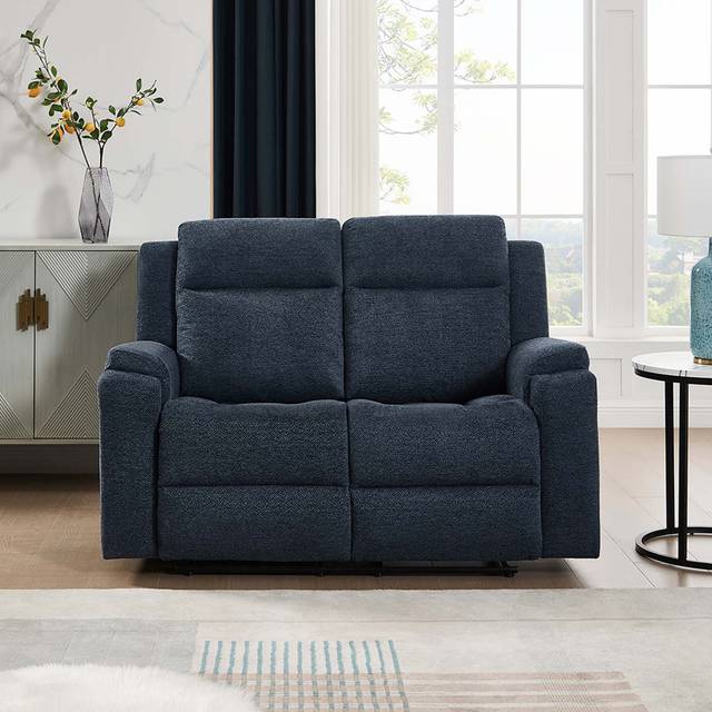 Orka 2 seater fabric manual recliner sofa (Blue)