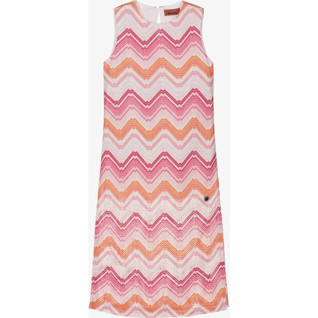Missoni Girls Pink Zigzag Crochet Knit Dress - 8 year