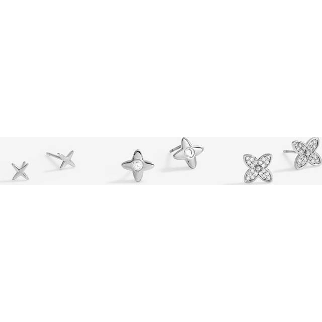 Jon Richard Jon Richard Silver Plated Clover Earrings - Pack Of 3