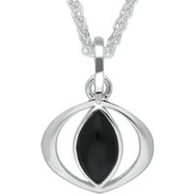 Sterling Silver Whitby Jet Cat Eye Necklace