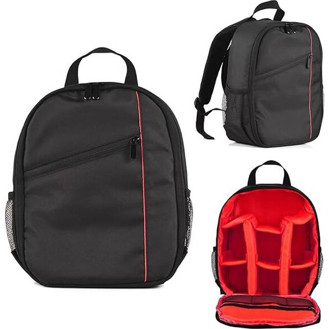 Small Outdoor Camera Backpack Waterproof and Shockproof for Sony, Canon, Nikon, DSLR/Mirrorless Cameras Red 1pc