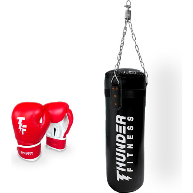 Thunder Fitness Boxningssäck Och Boxhandskar Set För Barn 6 Oz Kampsport RED - 6 oz