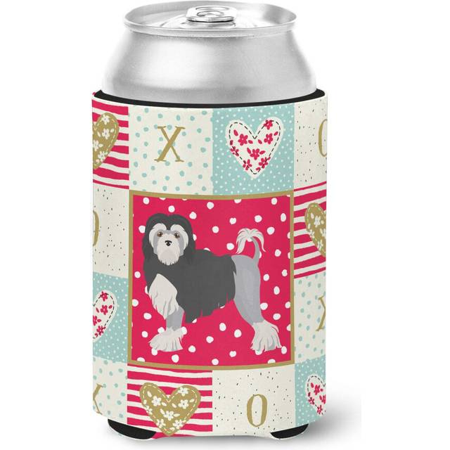 Carolines Treasures CK5859CC Lowchen Little Lion Dog 2 Love Can or Bottle Hugger  Red Cooler Washable Drink Sleeve Collapsible