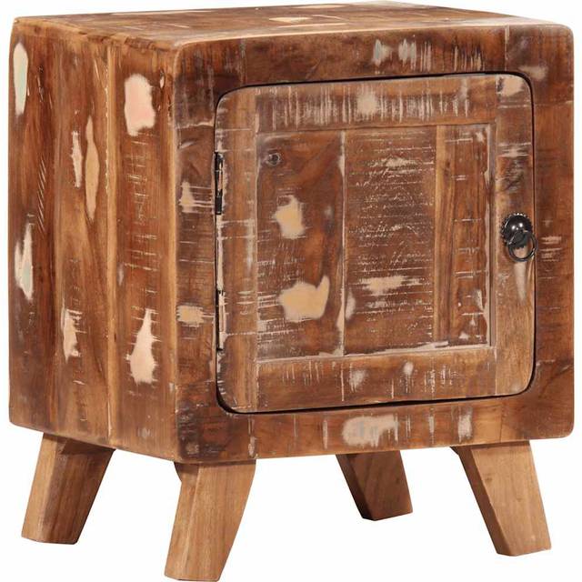 Bedside Cabinet 40X32x46 Cm Solid Wood Reclaimed - Brown (46cm H X 40cm W X 32cm D)