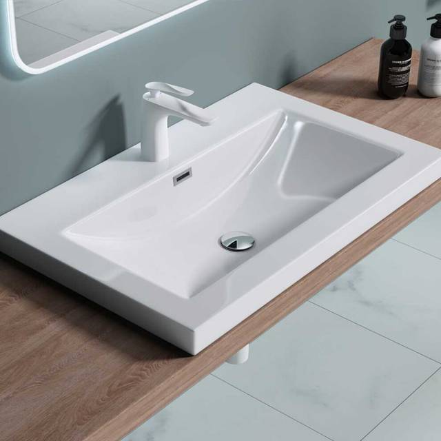 Durovin Stone Resin Self Rimming Drop In Bathroom Basin - 765 x 480mm