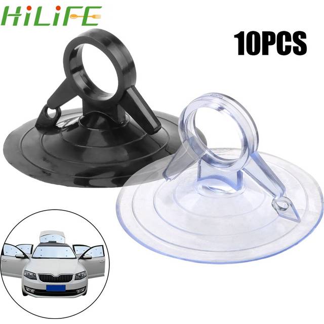 Hilife 10 st bil solskydd sugkopp pvc material 45mm diameter stark dragring laxstjärt sugkopp bil interiör - transparent
