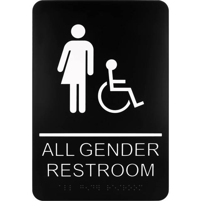 Restroom Sign for Business - ADA compliant Braille Bathroom Sign with Double Sided Tape to Secure Perfectly in Less Than a Minute - Size 9 x 6 Inch (A