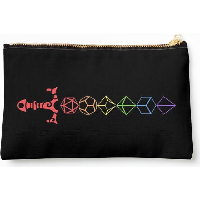 Makeup Bag Rainbow Polyhedral Dice Sword Tabletop RPG Cosmetic Organizer Tyvek Paper Bags Zipper Pouch