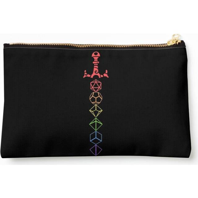 Makeup Bag Rainbow Dice Sword Tabletop RPG Gaming Cosmetic Organizer Tyvek Paper Bags Zipper Pouch