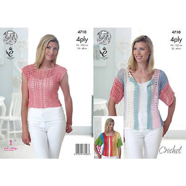 KING COLE CROCHET PATTERN 4710 LADIES  4PLY  TOPS