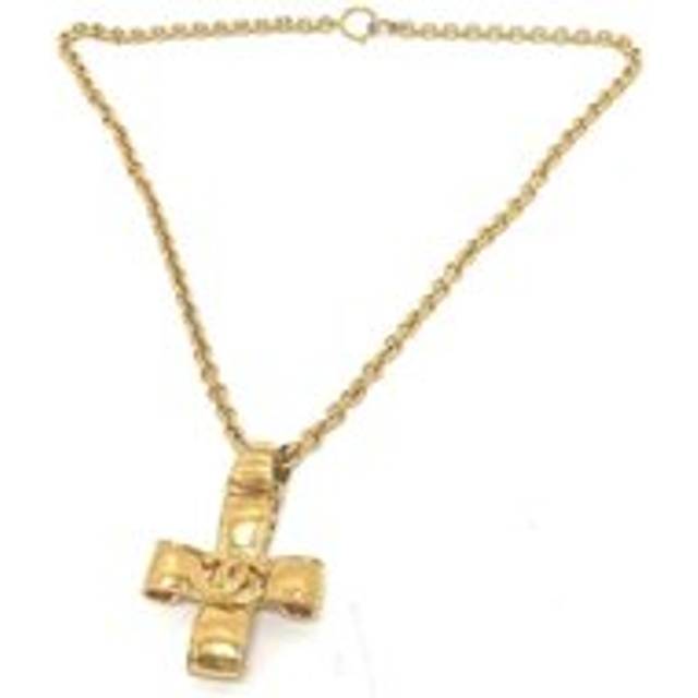Womens Preloved Gold Cross Pendant Necklace Wo - Metallics - One Size