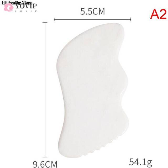 (a-Rose Red) 1Pc Gouache Scraper White Jade Gua Sha Board Natural Stone Scraping Massage Tool For Body and Face Relaxation Detox Beauty Care