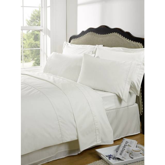 Highams 100% Egyptian Cotton Plain Dye Cream Valance Sheet - Single - Natural