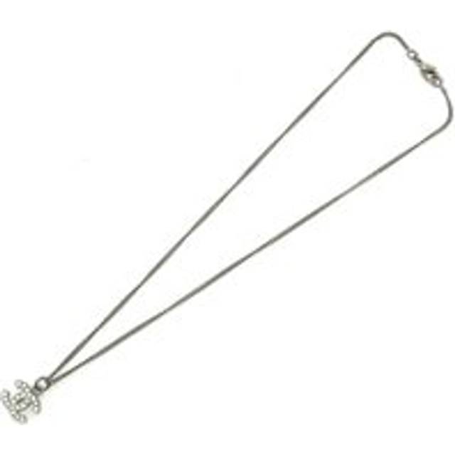 Womens Preloved CC Logo Pendant Necklace Crystal Style Wo - White - One Size