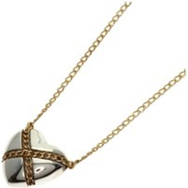 Womens Preloved Heart Key Necklace TwoTone Wo - Silver - Grey - One Size