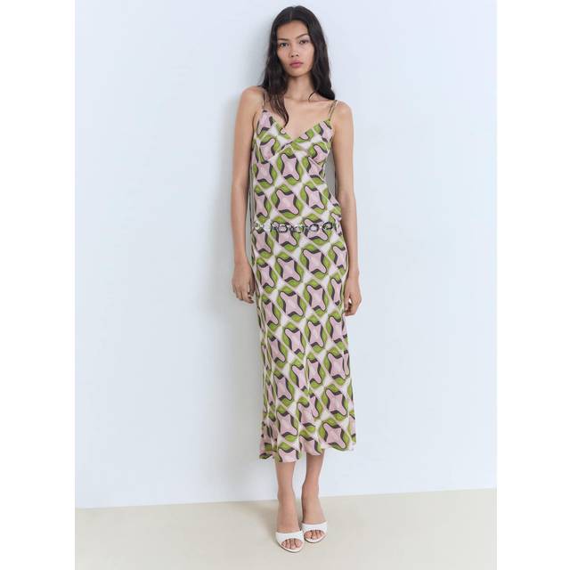 Abstract printed midi dress pastel pink - Woman - 6 - MANGO - Pastel Pink