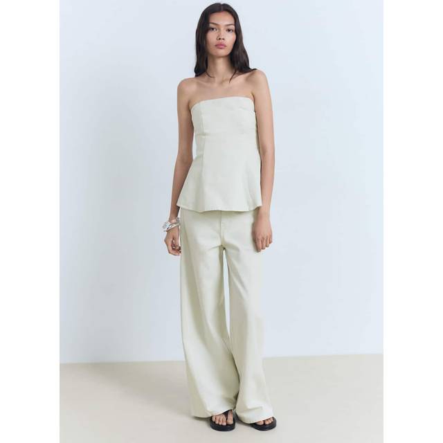 Wideleg mid-rise jeans pastel green - Woman - 6 - MANGO - Pastel Green