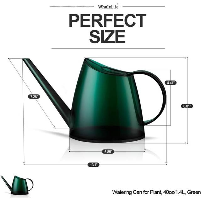 Indoor Watering Can for House Bonsai Plants Garden Flower Long Spout 40oz 1.4L 1/3 Gallon Small Modern Translucent Green
