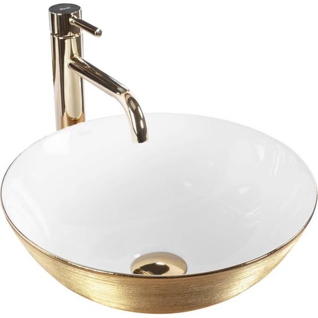 Countertop basin REA stella Gold Brush / White