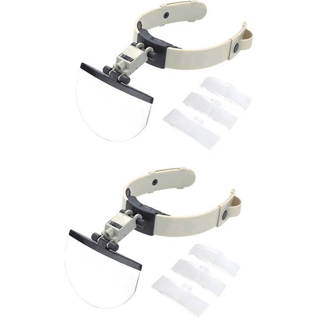 2Set Headband Magnifier Eye Glasses Magnifying with Led Lights Loupe Four Sets of Multiple Lens Mounted