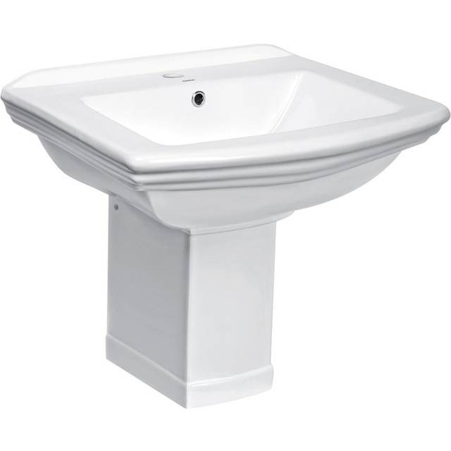 Tvättställ Mayfair Vit 60 cm med Halv Piedestal Vit Blank