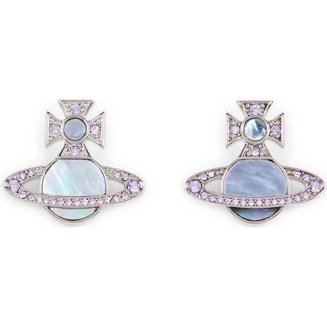 Vivienne Westwood Silver Rina Violet Aqua Orb Stud Earrings - Silver
