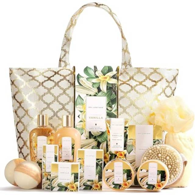 Spa Luxetique Bath Sets for Women Gifts 15pcs Spa Gift Set, Vanilla Spa Set with Bubble Bath, Body Scrub, Pamper Gifts for Women, Mothers Day Gifts,