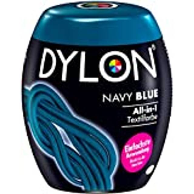 DYLON Navy Blue All-in-1 textilfärg (350 g), tygfärg för färgning och uppfriskande i tvättmaskinen, för fräscha och intensiva färger