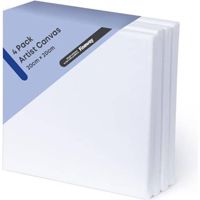 Set of 4 Blank Stretched Canvases - Square 20cm x 20cm