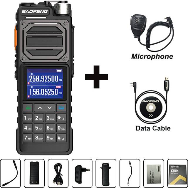 (Headset) NEW Update UV-25M High Powerful Tactical Walkie Talkie 50KM Full Band 999CH Frequency Copy Type-C Two