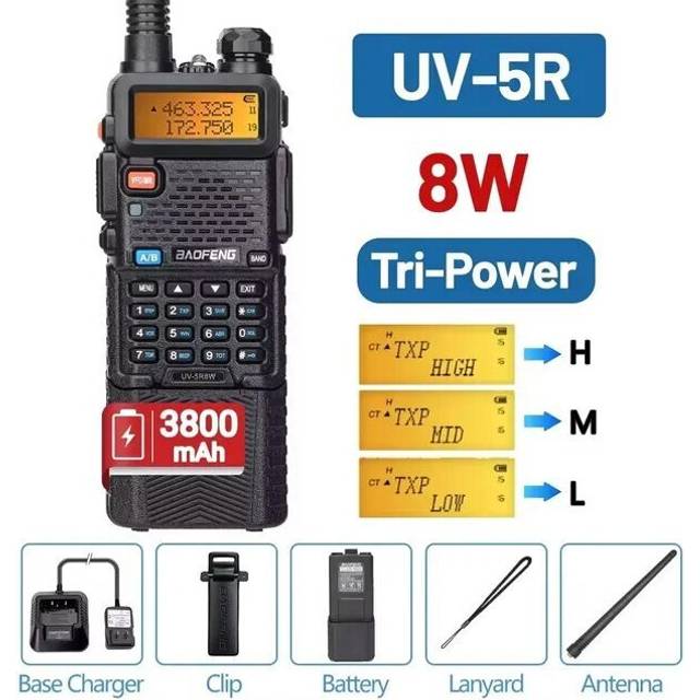 (8WUV-5R-3800mAH) Walkie Talkie UV Dual Band Ham Two Way Radio Vhf Uhf FM Radio Handheld Transceiver Jagen 16KM