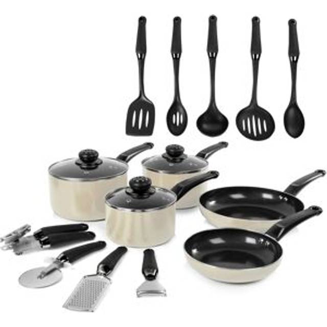 14 Piece Pan and Tool Set - Cream - A