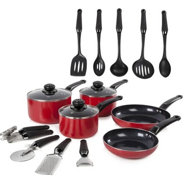 Townhouse 14 Piece Cookware and Tool Set - Red