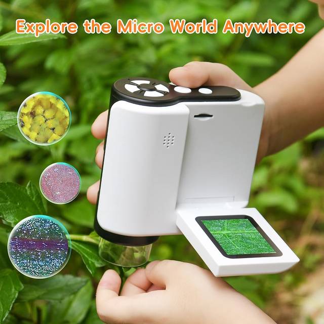 Pocket Microscope for Kids Portable Single Lens Microscope 2.0   LED Screen 1000 Times green