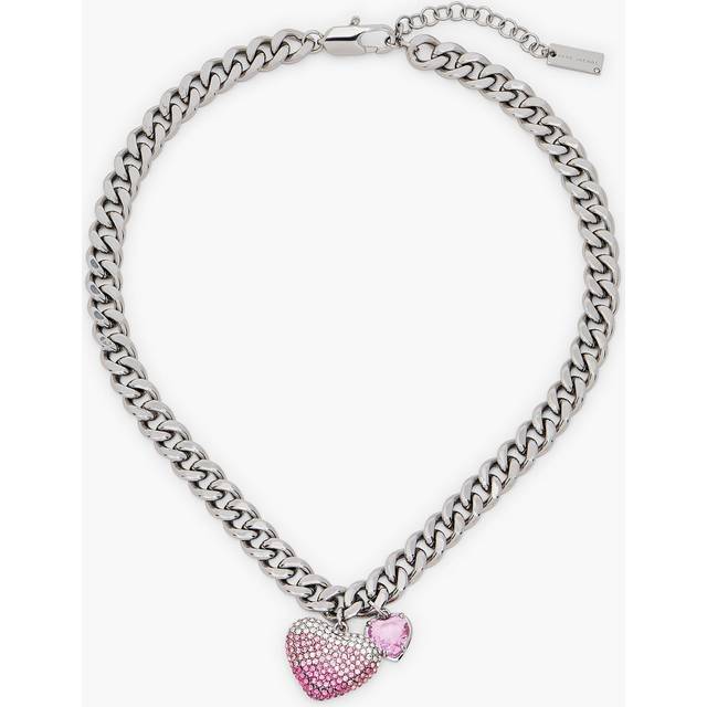 MARC JACOBS Marc Jacobs The Heart Balloon Pave Necklace in Silver/Rose