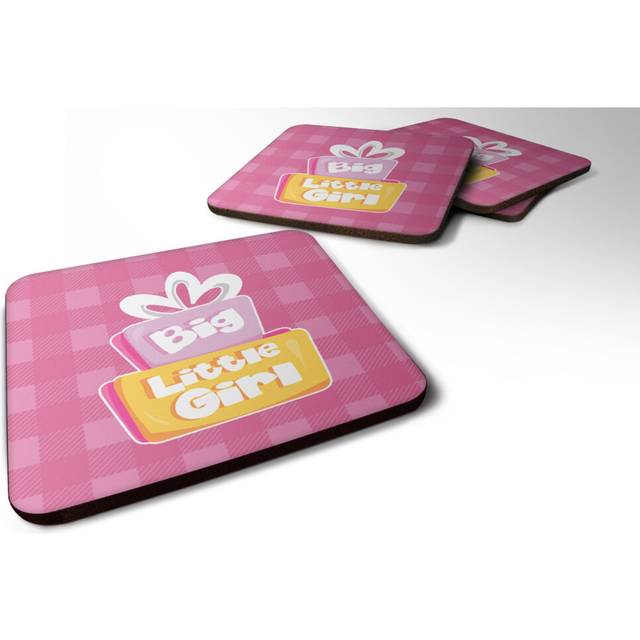 """""Caroline's Treasures Big Little Girl Foam Coaster Set of 4  3.5  Multicolor"""""