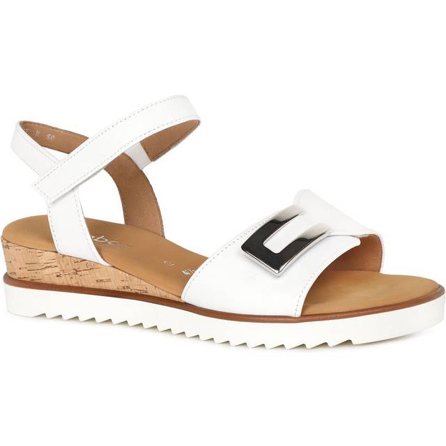 Gabor Raffles Womens Low Wedge Sandals Colour: White, Size: 2.5
