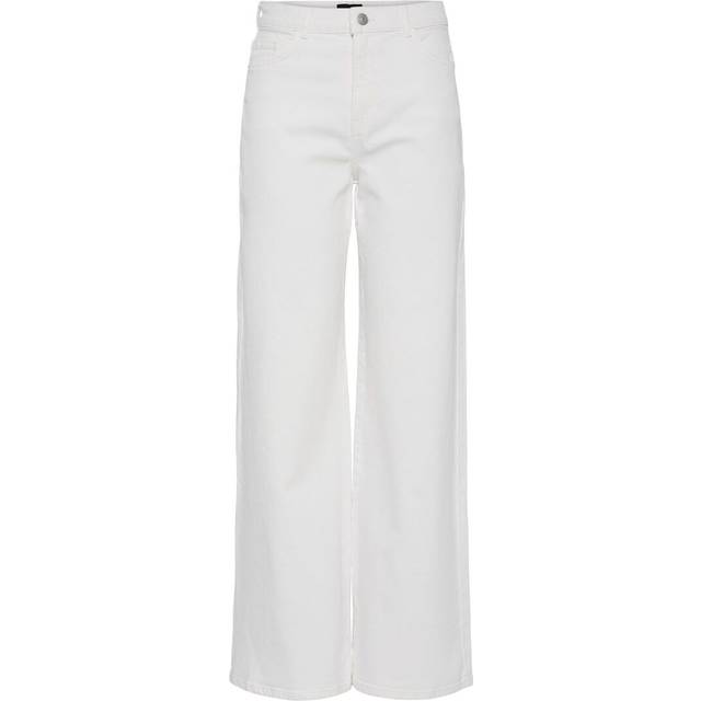 Pieces – Vita jeans med vid passform-Vit/a