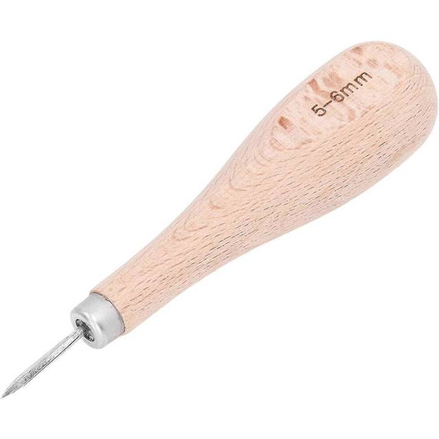 (As show, One size) awl punch, leather craft diy beech wood handle 56mm ergonomic design leather awl leather punching tool for leather punching for dr