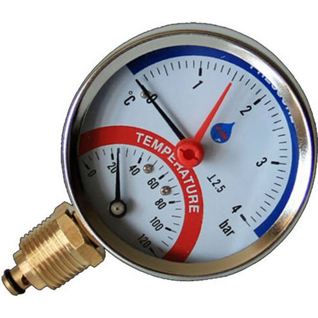 80mm Dial 0-120C 0-2,5 Bar Side Entry Temperature Pressure Gauge 1/2 Inch BSP Thermomanometer