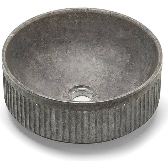 Bathco Tvättställ Stone Striae Rund Grå 38 cm