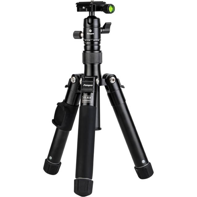 Fotopro 140CM Travel Small Tripod Ball Head Lightweight Compact Aluminum Tripod Camera Phone Mount Load Up to 3KG Black 360° FY-810 svart