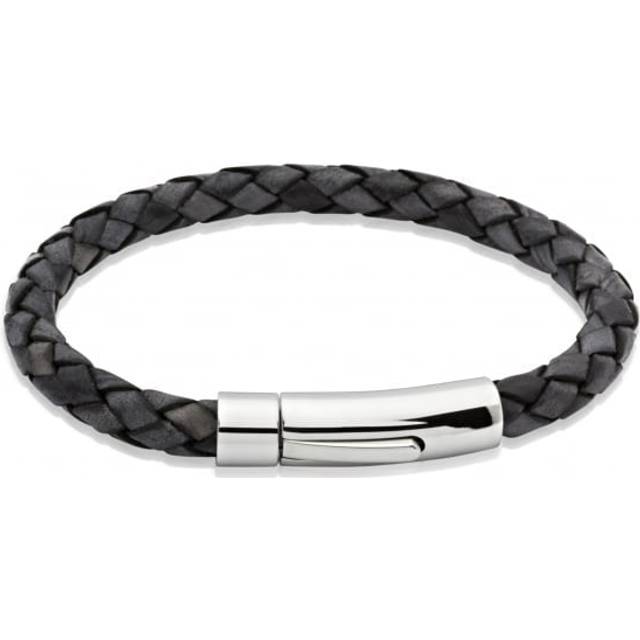 Unique & Co Stainless Steel Antique Black Leather Bracelet