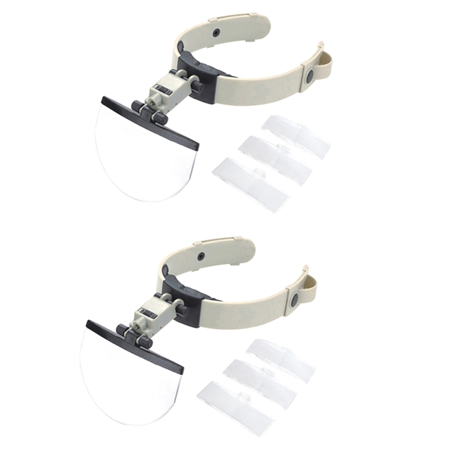 2Set Headband Magnifier Eye Glasses Magnifying with Led Lights Loupe