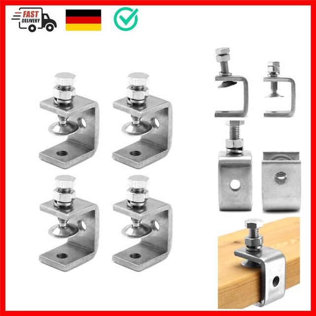 QWORK 4Pcs 304 Stainless Steel C Clamp Tiger Clamp, Heavy Duty C-clamp, for Home Improvement and Automotive Repair