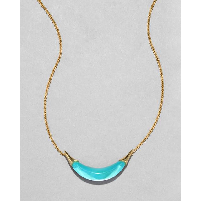 Alexis Bittar Gold Capped Crescent Lucite Necklace- in Mediterranean Opal | Statement Jewelry from Alexis Bittar (One Size)