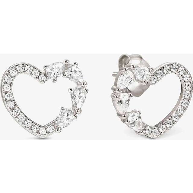 Nomination Silver White Crystal Heart Earrings