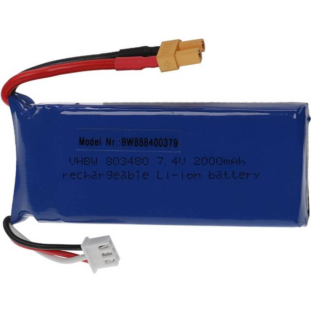Vhbw - Battery compatible with XT30 Plug for Model Making Device e.g. Racing Car, Helicopter, Plane (2000mAh, 7.4 v, Li-polymer, 84 x 34 x 20 mm)