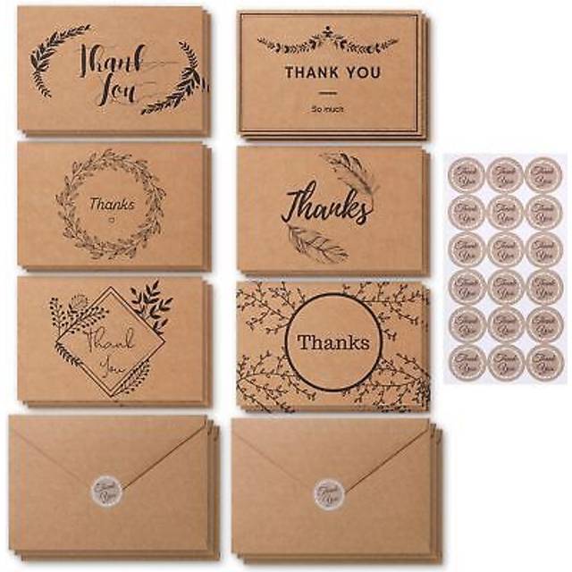 Mr. Pen- Thank You Cards with Envelopes  Brown Kraft Paper  18 Pack  4 x 6  Blank Inside  6 Designs  Thank You Cards  Thank You Notes  Thank You Cards